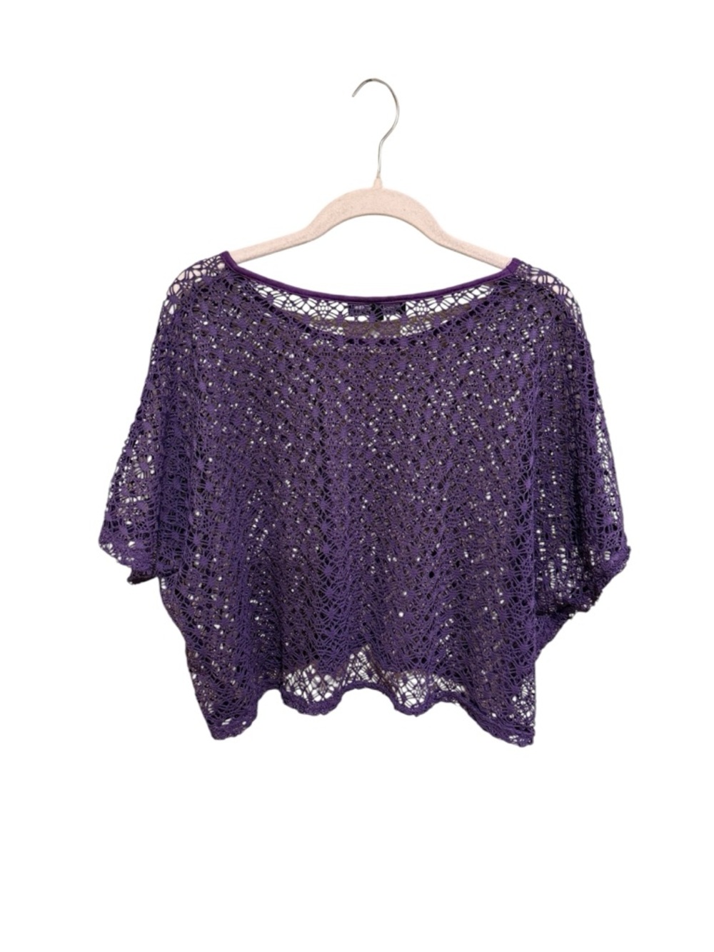 VINTAGE Zashi Purple Crochet Boxy Knit Top - Size Small - Picture 3 of 3